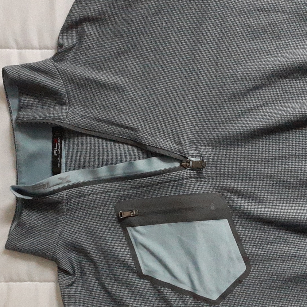 RLX Ralph Lauren 1/4 Zip Shirt Size Large. Grey Blue.